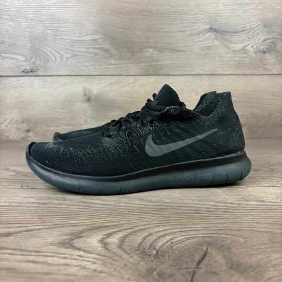 Nike Free RN Flyknit 880844-010 Running Shoes Women's Sz 8 Black Lace-Up Sneaker - Picture 7 of 12